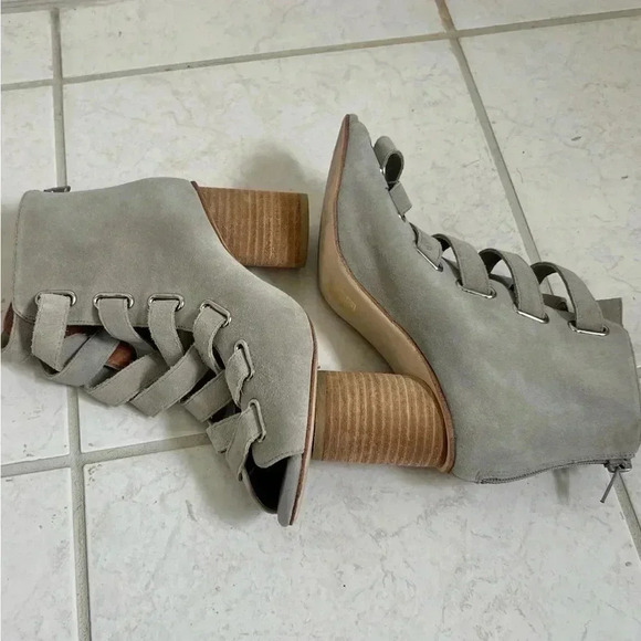 Anthropologie Jeffrey Campbell Salazar shooties boots heels gray suede 37 7 - Picture 17 of 17